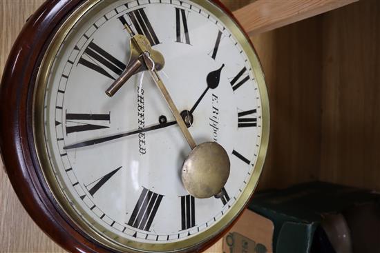 A Victorian mahogany fusee wall timepiece by E. Rippon, Sheffield, diameter 36cm